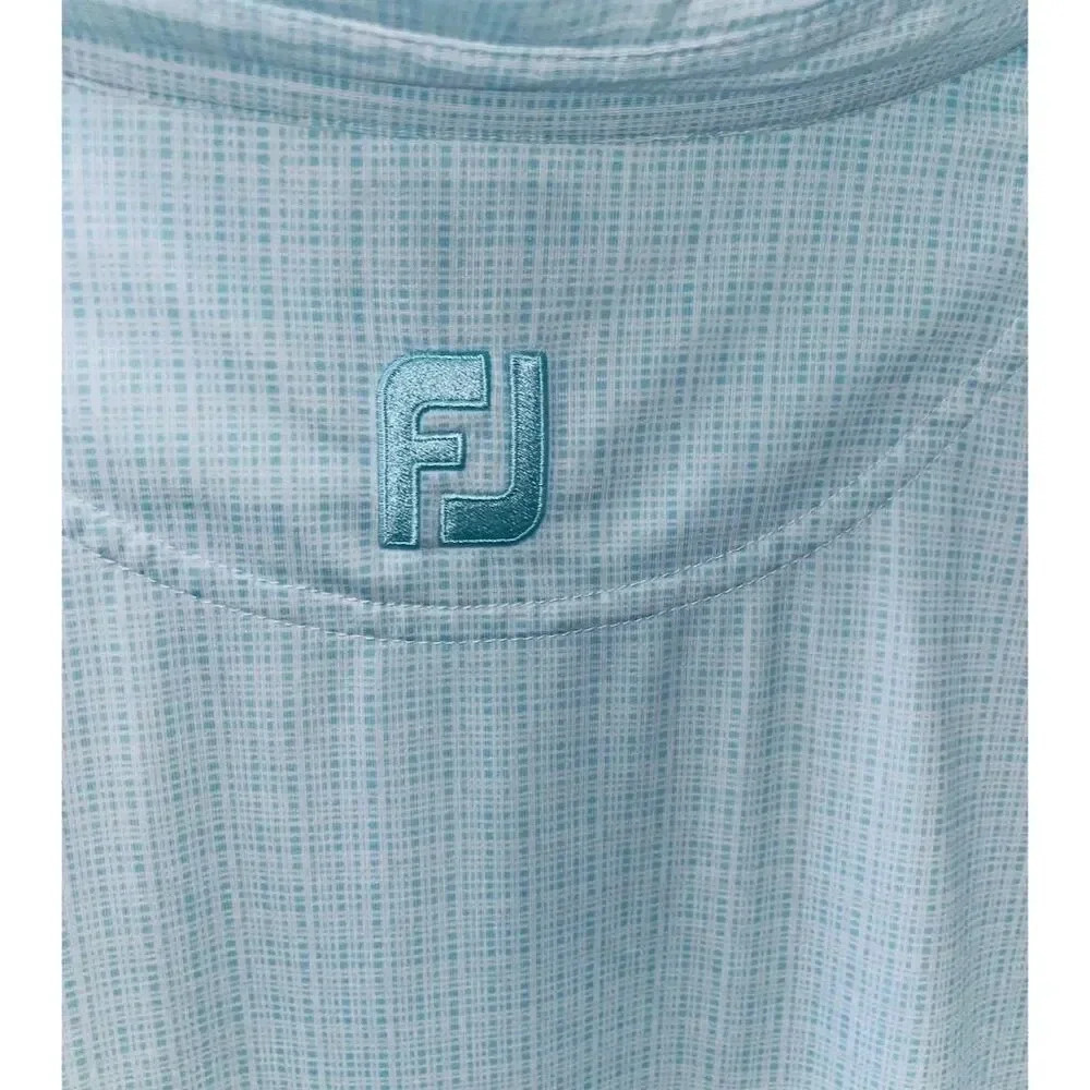 FootJoy Men's M Golf Polo Shirt Lone Tree Golf Course Logo Light Blue Check M - Picture 6 of 7